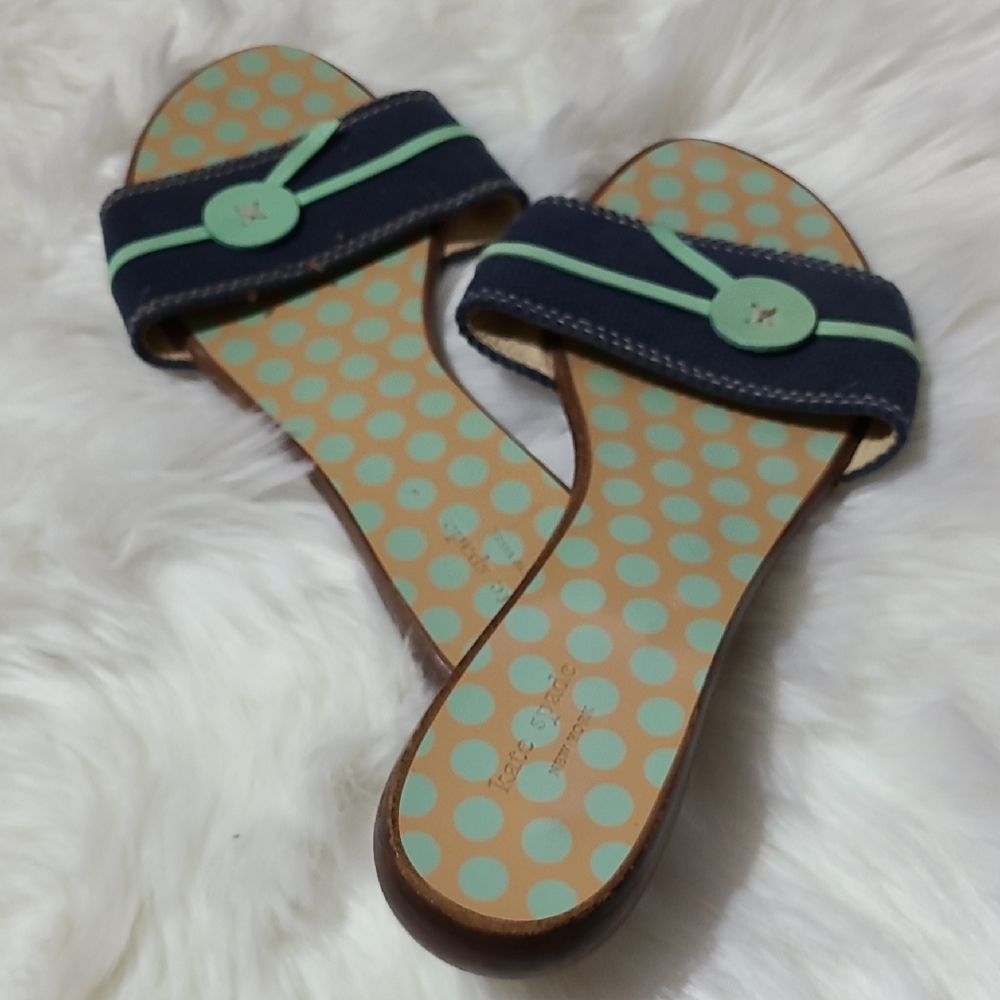 Kate Spade-Stylish Navy and Mint Women's Sandals-8 - Picture 2 of 7